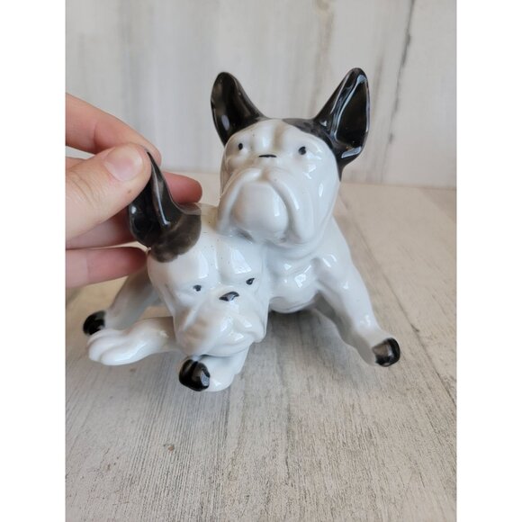Vintage white‎ black French Bulldogs ceramic decor - Picture 3 of 9